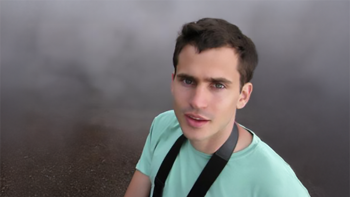 A color photo of Cristian Danescu-Niculescu-Mizil with a foggy background