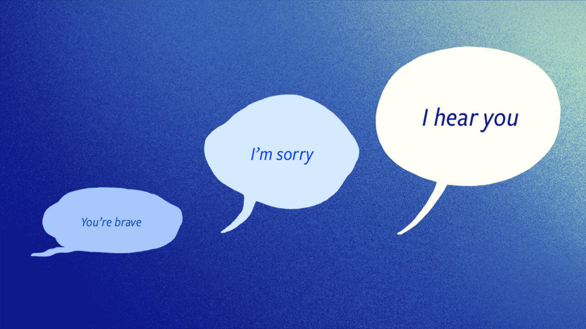 A graphic illustration showing talk bubbles by Laila Milevski/Cornell University