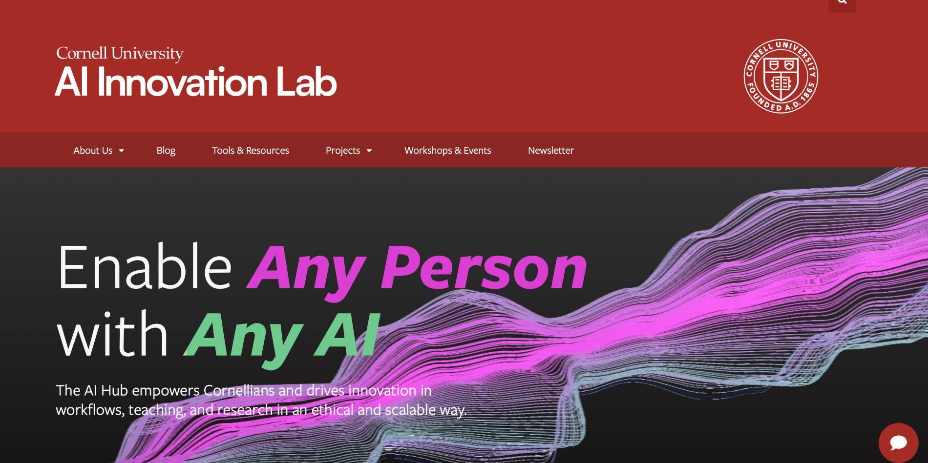 screen shot of AI Innovation lab website