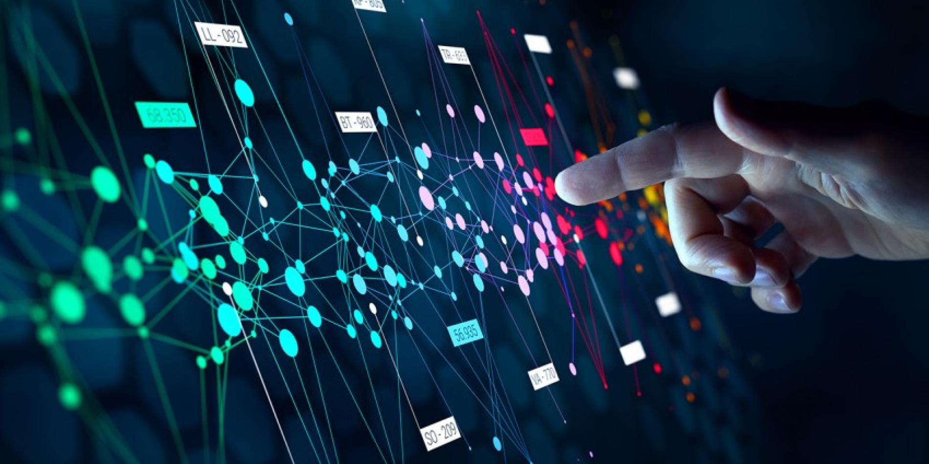 Colored, connected dots on a computer screen