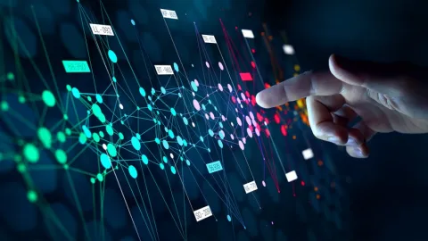 Colored, connected dots on a computer screen