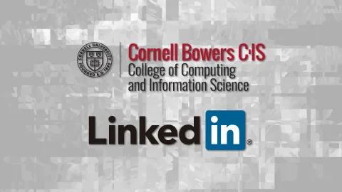 A graphic displaying the Cornell Bowers CIS seal and LinkedIn logo.