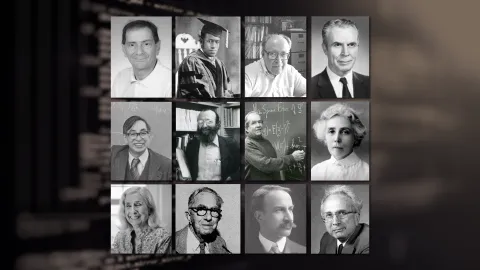 collage of black and white photos of leaders in math and statistics (all pulled from article)