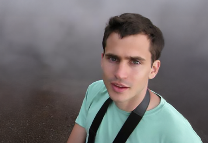 A color photo of Cristian Danescu-Niculescu-Mizil with a foggy background