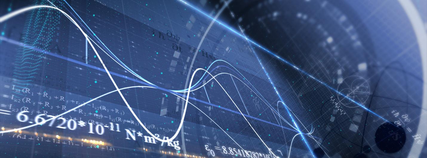 lines, symbols and numbers intersect on a dark blue background